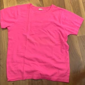 100% cashmere tee shirt bright pink